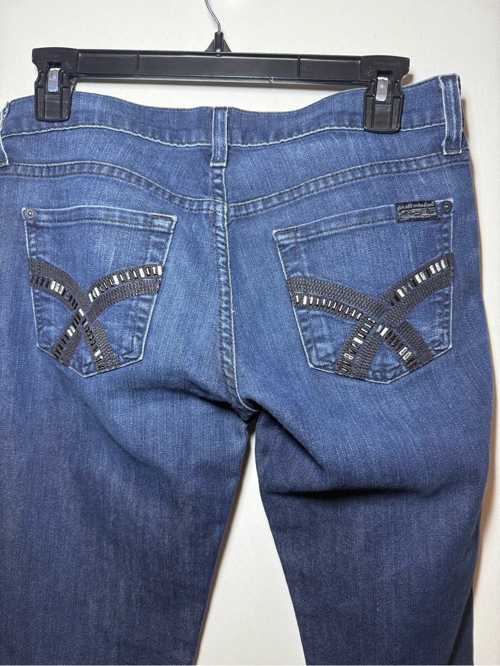 7 For All Mankind Women's Dark Wash Gwenevere Bead Embellishment Denim Jeans 26 - Picture 6 of 7